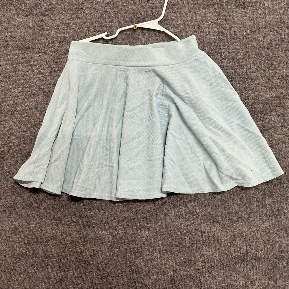 Coco Skirt Womens Size S Light Blue Textured Stretch Flared Mini Skater Skirt